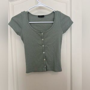 Brandy Melville sage green eyelet top (rare)